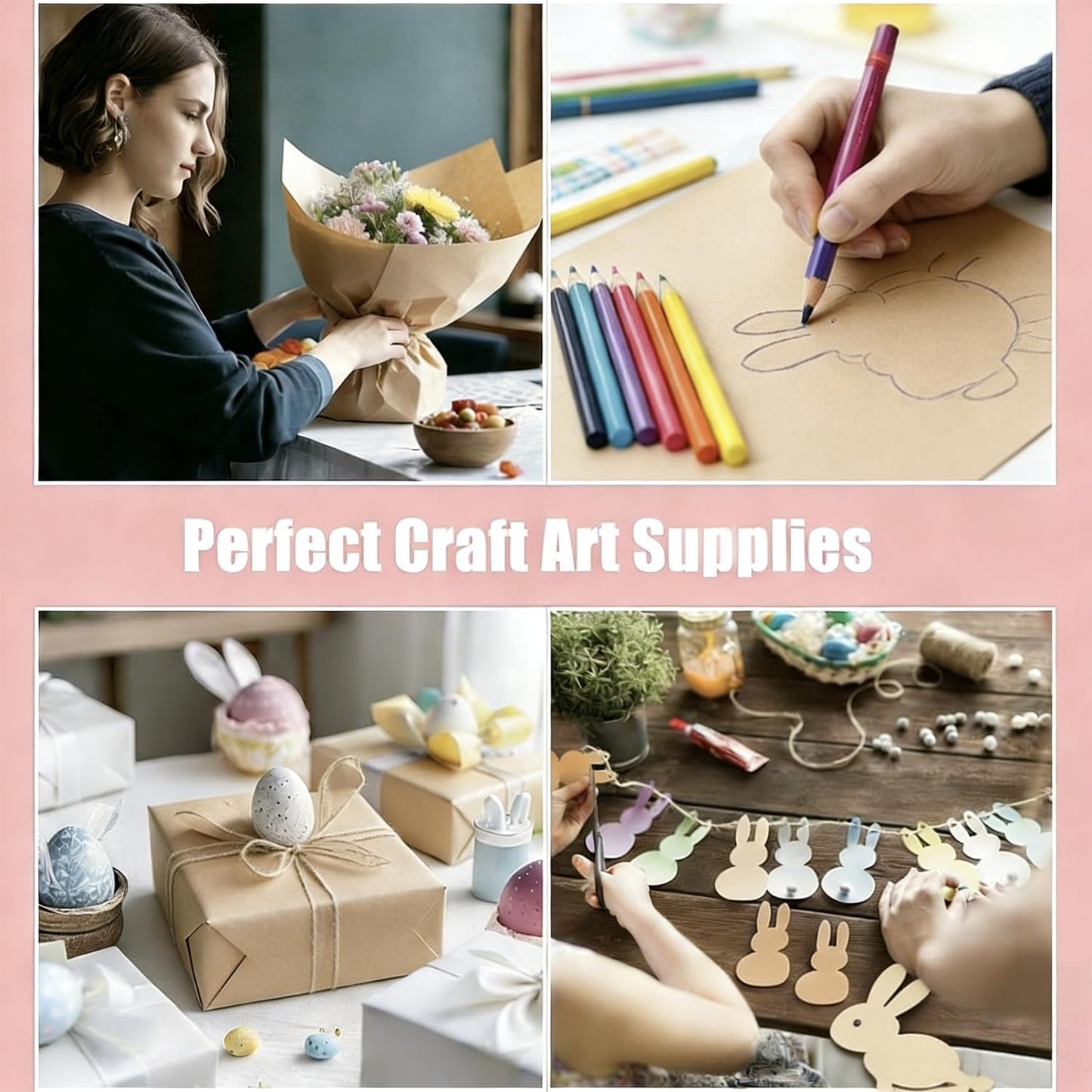200 Sheets Brown Kraft Paper for Wrapping Gifts Bouquet 12”x 17”Construction Paper for Art Craft Drawing Supplies Kraft Sheets for Packing Moving Shipping