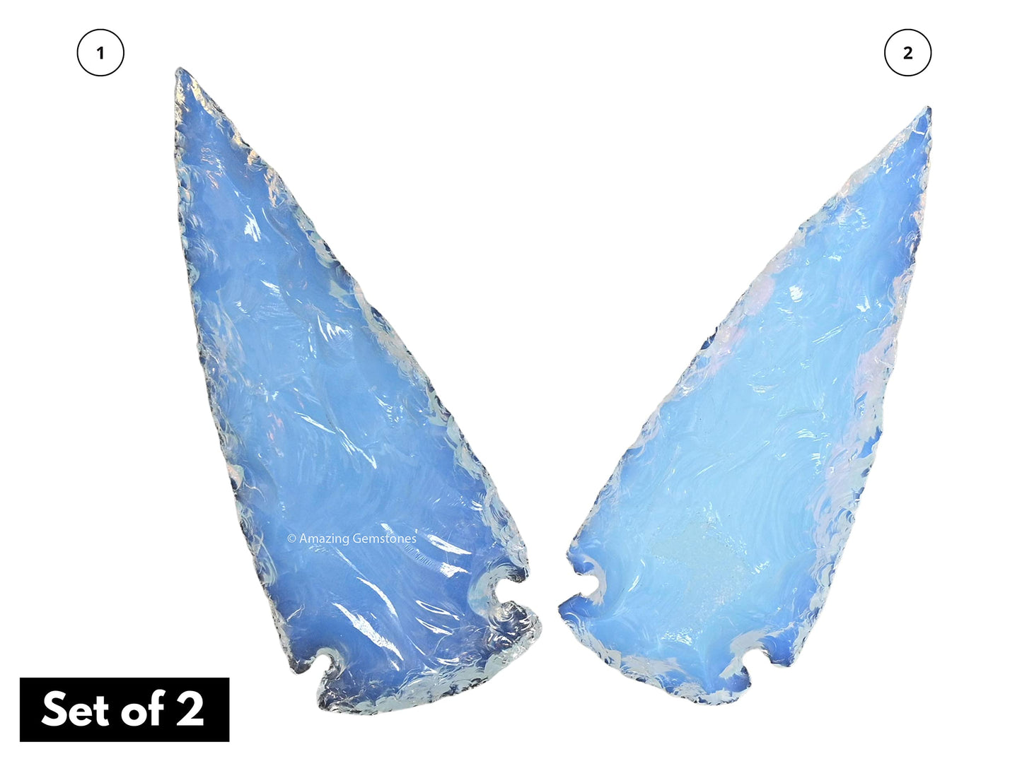 Amazing Gemstone 2 Pieces Opalite Arrowhead, Crystal and Healing Stone Flint Rock Arrow Head - 2 to 3 Arrowheads for DIY Project Craft Point Jewelry Making
