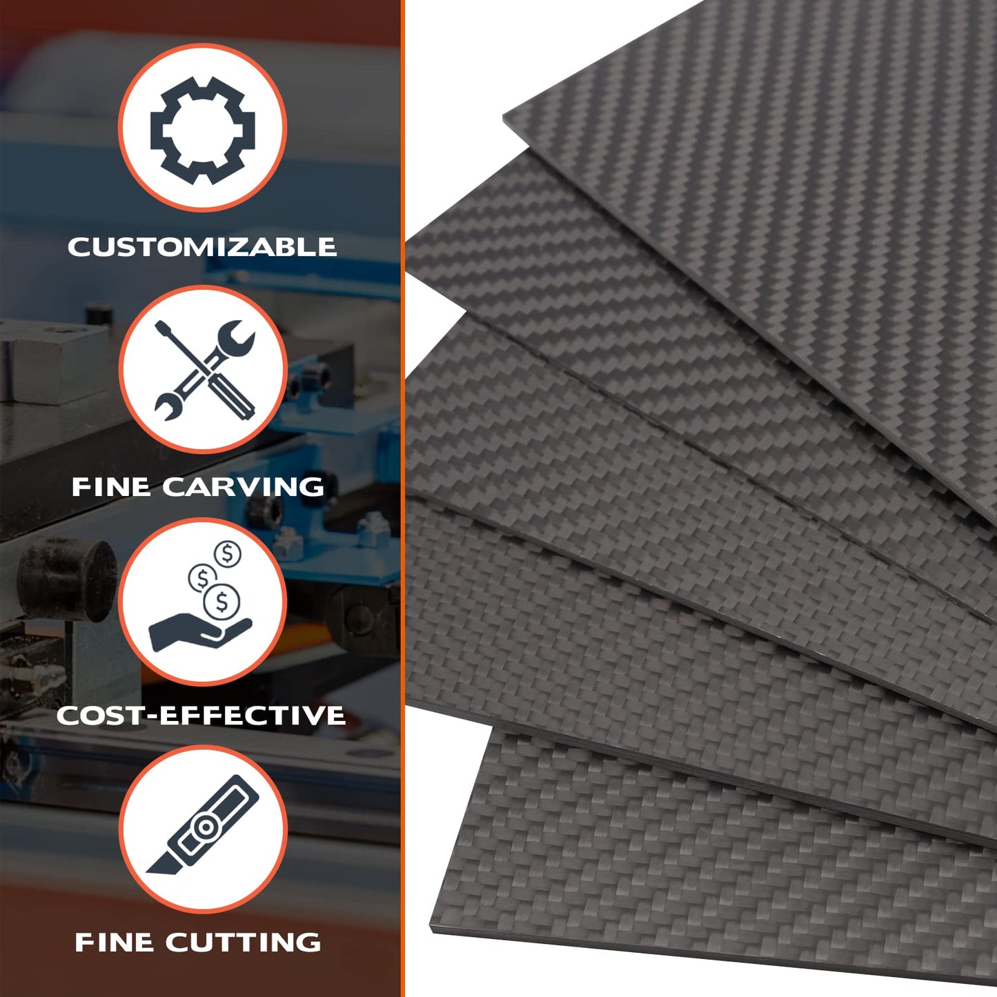 ARRIS 400x500x 5mm Carbon Fiber Sheet, 0.5mm 1mm 1.5mm 2mm 2.5mm 3mm 4mm 4.5mm 6mm Thickness Available 3K Carbon Fiber Plate Twill Matte Pannel Sheets