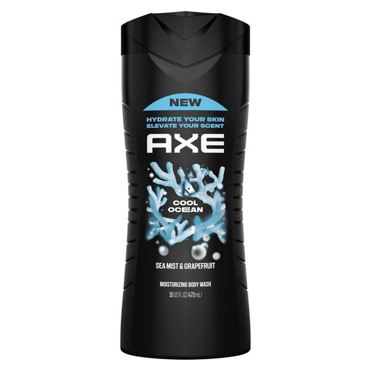 AXE Cool Ocean Men's Body Wash With Essential Oils 12H Refreshing Scent Body Wash For Men, Clean and Fresh Scent 16 oz