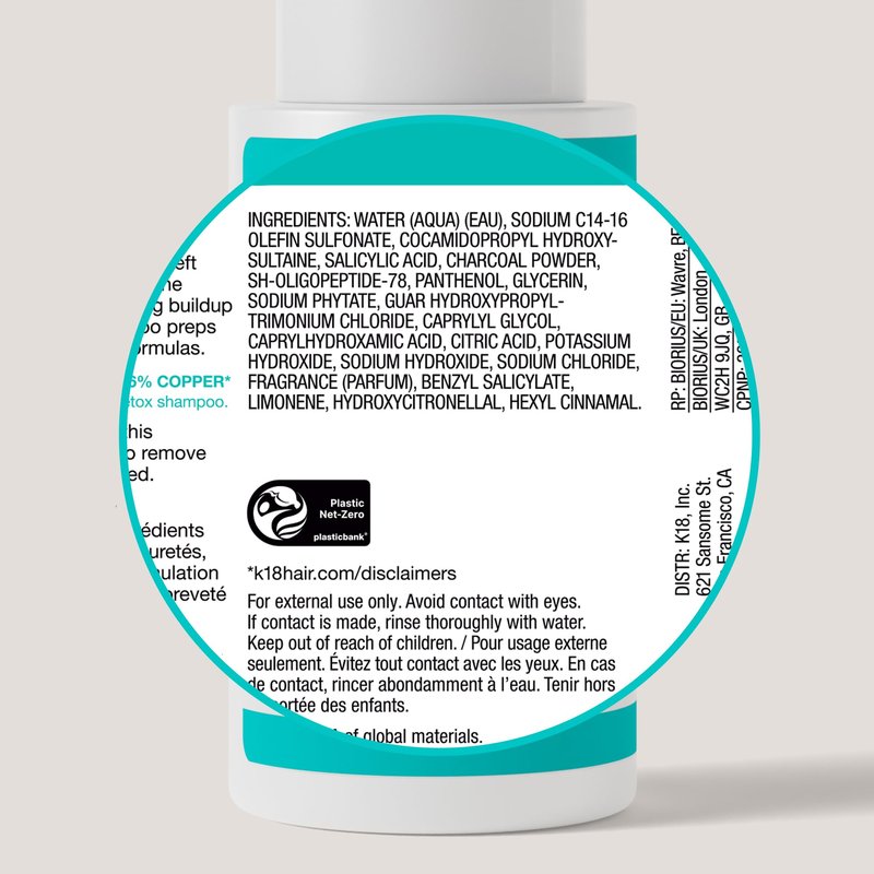K18 Peptide Prep™ Detox Shampoo - Color Safe Clarifying Shampoo for Build Up Removal - Gently Removes Dirt, Oil + Metals from Hard Water with Activated Charcoal + Salicylic Acid (8.5 Fl oz)