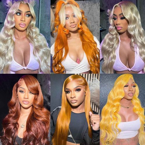 MMFZPHEIR 613 Lace Front Wig Human Hair 180 Density 13x4 Body Wave HD Transparent Lace Front Wigs Blonde Wig Glueless Wigs Pre Plucked Pre Cut With Natural Hairline 28 Inch