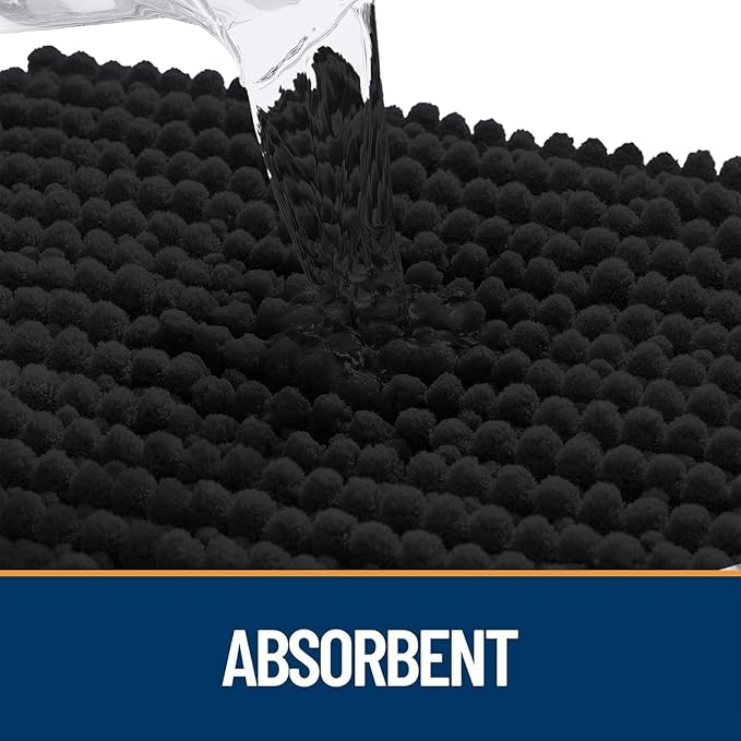OLANLY Dog Door Mat for Muddy Paws 59x20, Ultra Absorbent Chenille Mud Doormat, Non-Slip Washable and Dirt Trapping Doormat for Indoor Entryway, Quick-Dry Indoor Pet Bed Mats for Dogs, Black
