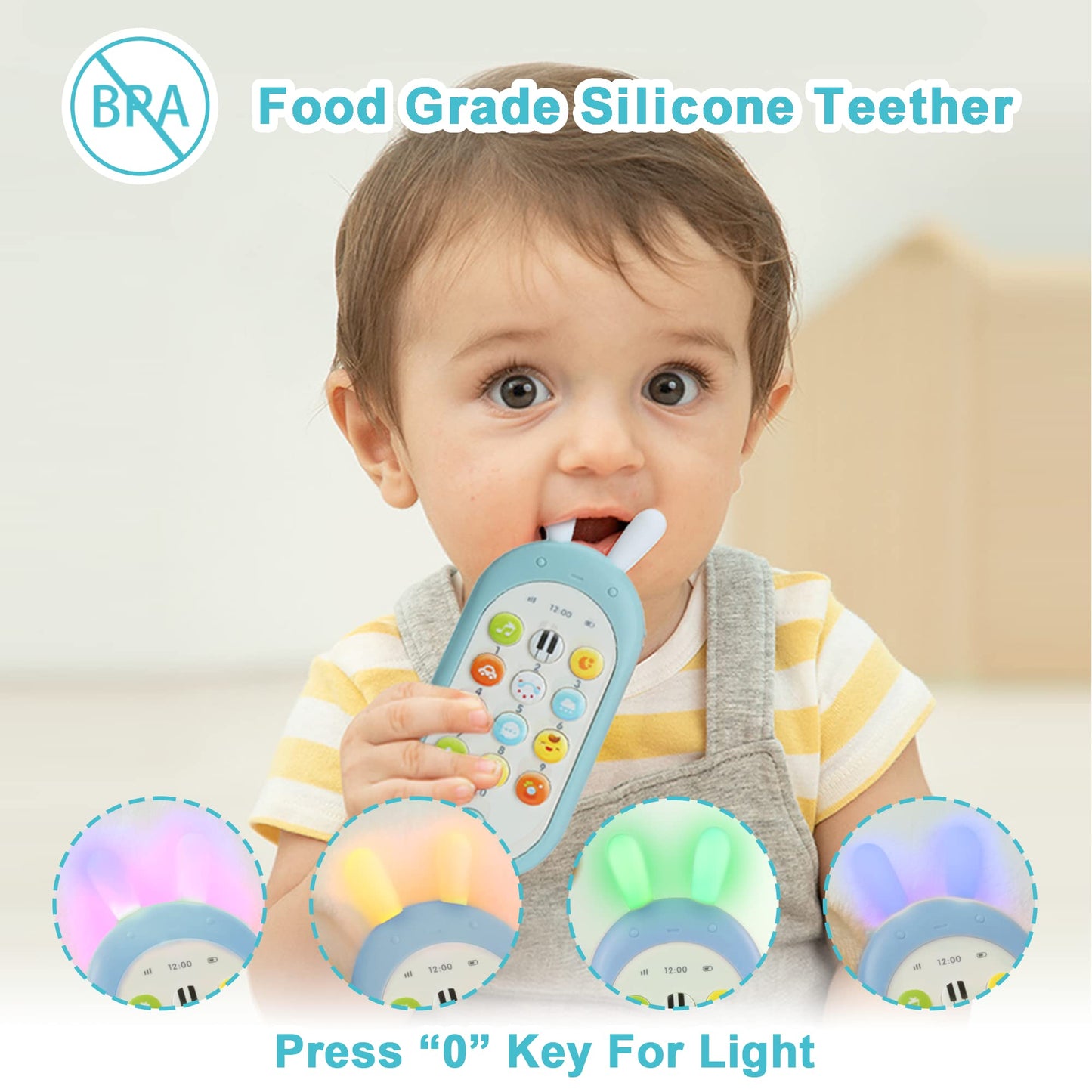 Richgv Baby Cell Phone Toy - Sensory Learning Toys with 12 Functions, 6 to 12 Months, Light & Multi Sound Effects, Teething Toys for Babies & Infant Gifts