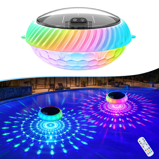 Goallim Floating Pool Lights Solar Charged, 7.6 Inch RGB Upper & Lower Color Changing Solar Pool Lights that Float with Dynamic Lighting Effects, IP68 Waterproof Floating Light for Pool Party Decor(1)