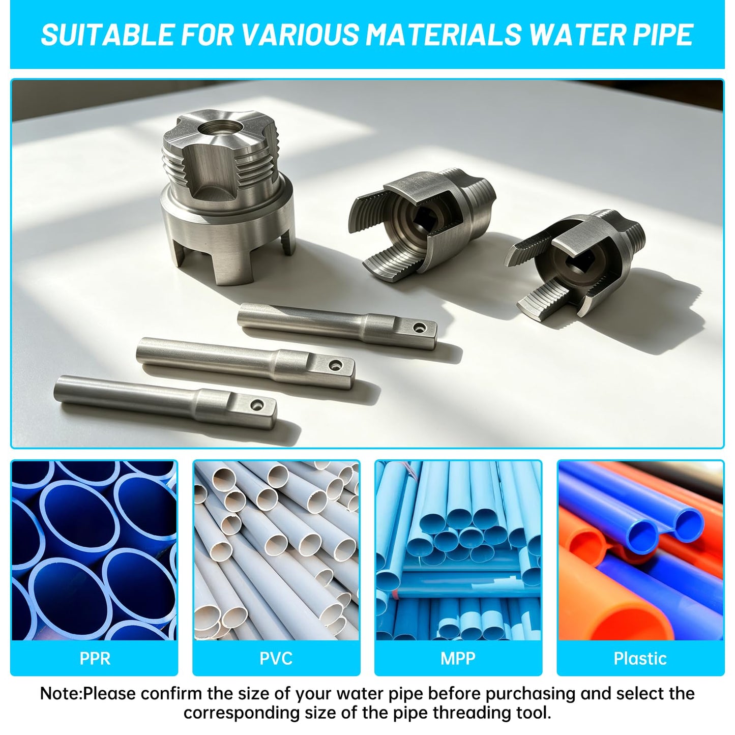 3pcs Pvc Pipe Threader Kit,Dual-Function Integrated Internal & External Pipe Threading Tool For 1/2" & 3/4"& 1" Pvc/Plastic Pipes,Electric Drill Compatible For Home Repair(1/2"+3/4"+1")