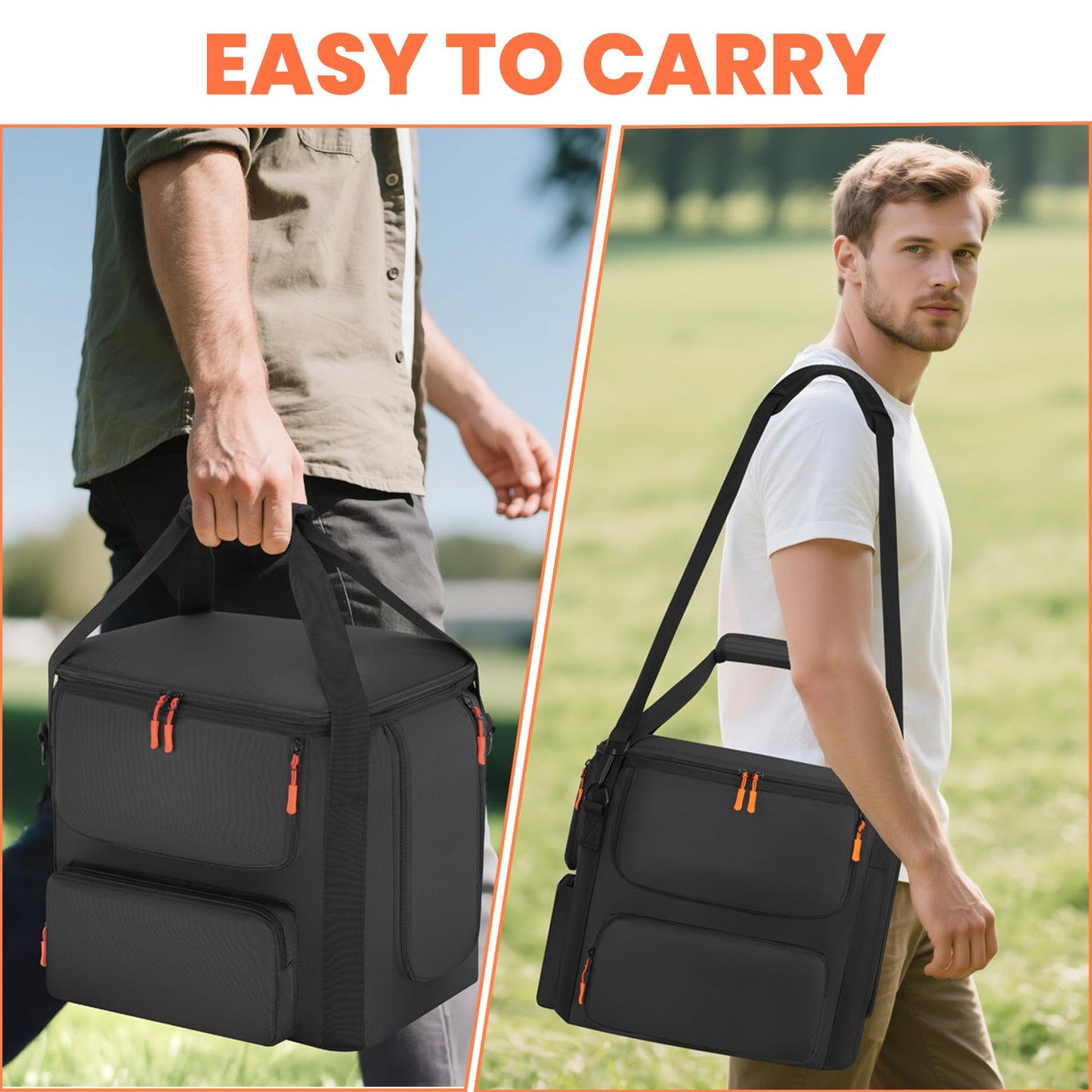 Portable Power Station Carrying Bag Compatible with BLUETTI AC180, Power Station Storage Case for Charging Cable and Accessories (BLACK, Without Retractable Handle)