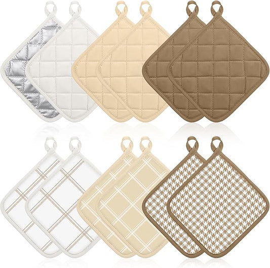 12 PCS Pot Holders for Kitchen and Dining Table Heat Resistant Hot Pads Multicolor Potholders Bulk Hot Pads Oven Mitts Cloth Coaster Mitts Trivet for Cooking and Baking 7 x 7 Inch