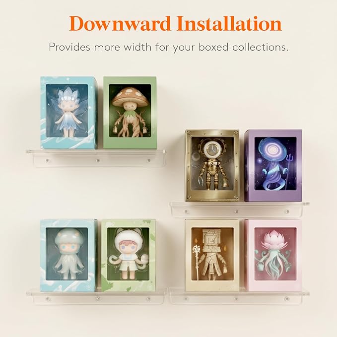 Lifewit Floating Shelves for Bathroom, Acrylic Wall Organizer for Perfume, Makeup, Figures, Nail Polish, Photo, Book, 14" Decor Display Rack for Nursery, Living Room, Bedroom, Kitchen, Clear, 12 Pack