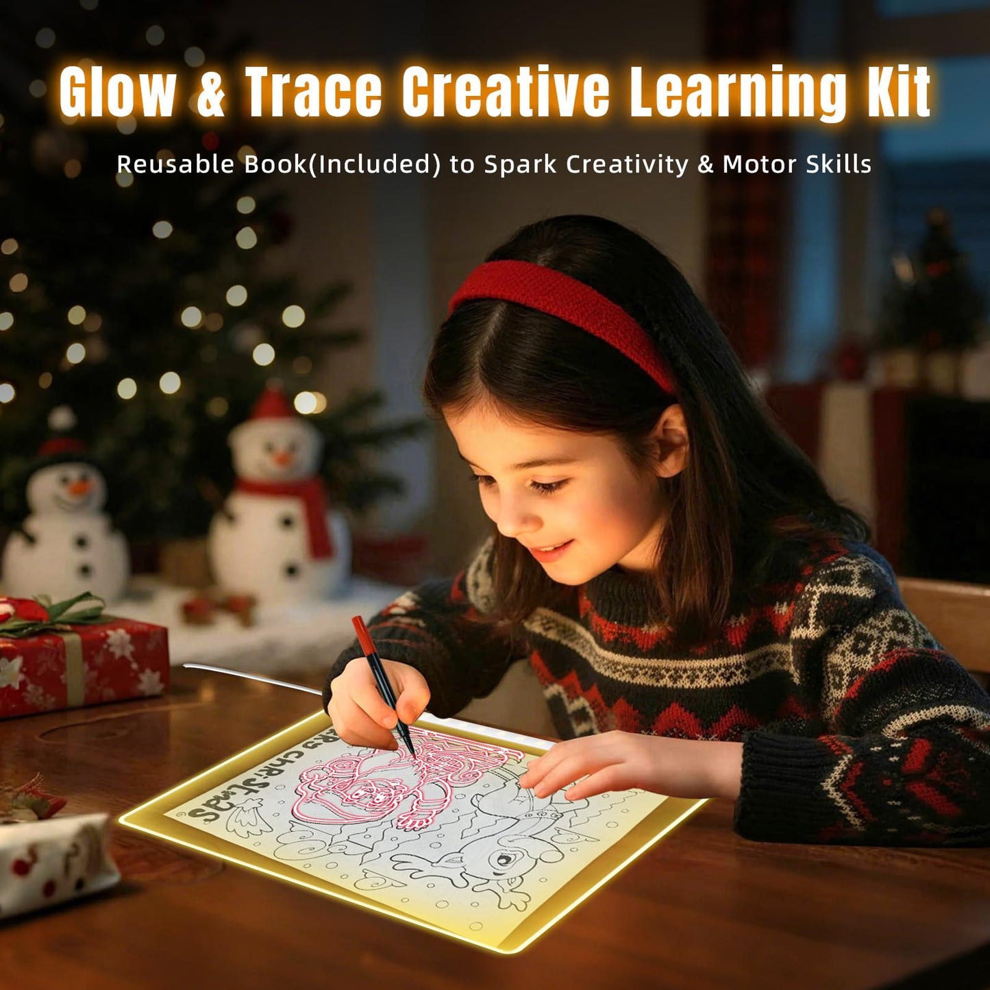 13.7" X10" Led Drawing Board for Kids with 13 Light Effects, Doodle Glow Drawing Board for Kids Gifts 8-12, Light Up Drawing Tablet Toy for Girls//Boys/Teens, Birthday Christmas Gift Ideas