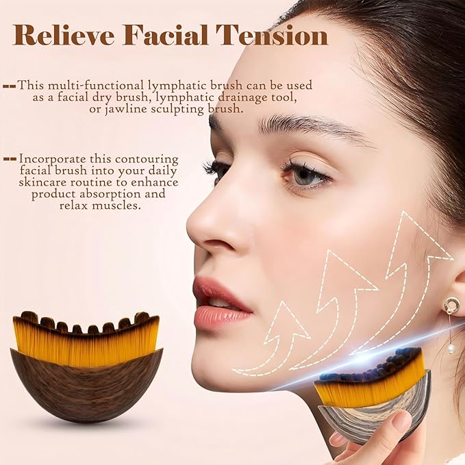 1Pcs Lymphatic Contour Face Brush, Lymphatic Drainage Massager, Ergonomic Face Beauty Tool，Designed to Fit The Skin Precisely and Relieve Fatigue for All Skin Types
