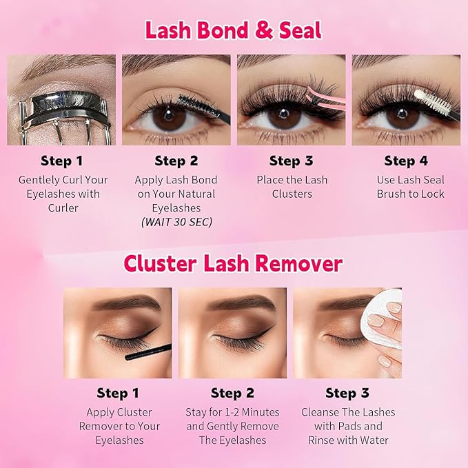 RITALASH Lash Extension Kit DIY Lash Clusters Kit 400pcs Cluster Lashes Individual Lashes Eyelash Extension Kit with Lash Bond and Seal,Lash Remover,Lash Tweezers(10D+30D Cluster Kit,8-16mm)