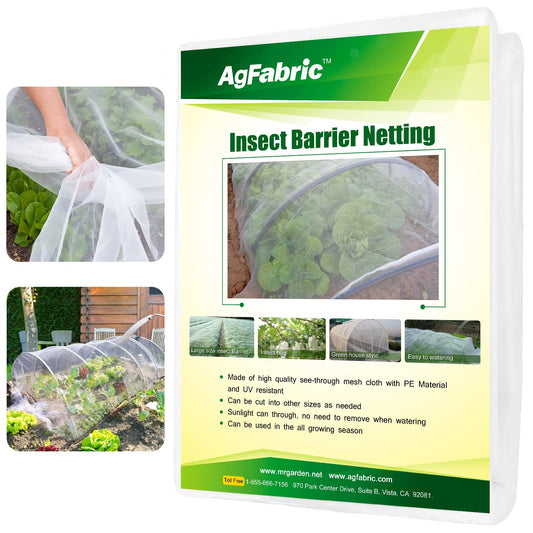 Agfabric Garden Netting 6.5'x10' Insect Pest Barrier Bird Netting for Garden Protection,Row Cover Mesh Netting for Vegetables Fruit Trees and Plants,White