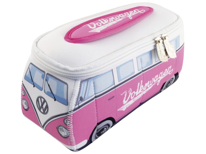 BRISA VW Collection - Volkswagen Neoprene Universal Makeup Cosmetics Toiletry Travel Pharmacy Bag in T1 Bus Design (Pink/Large) (Small (9.1 x 4.3 x 3.1 inches))