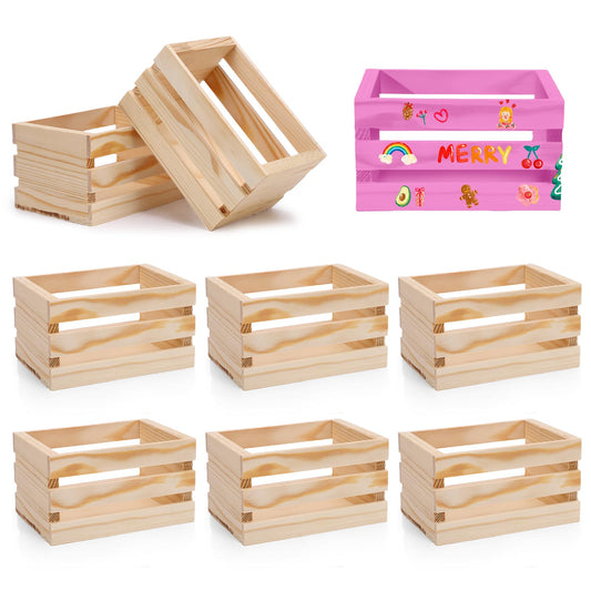 6PCSlyrlody Storage Crate Decorative Wood Crates Wooden Storage Container,Wooden Boxes for Home Nested Crates,Farmhouse Wood Crates for Storage Display Decor Boxes