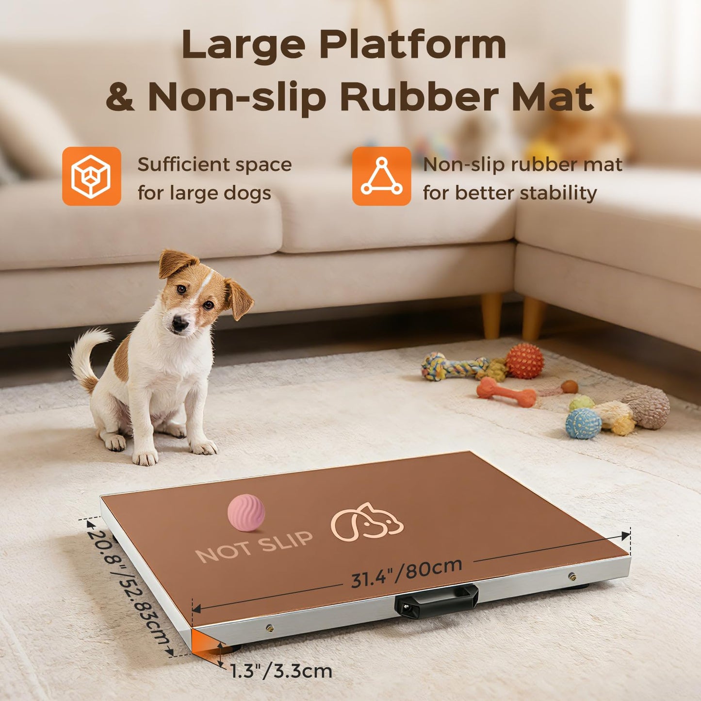 Bonvoisin Dog Scale for Large Breed, 660 x 0.2 lbs Livestock Scale, Shipping Postal Scale with Large Stainless Platform 31.4” x 20.8”, Vet Scale with Rubber Mat