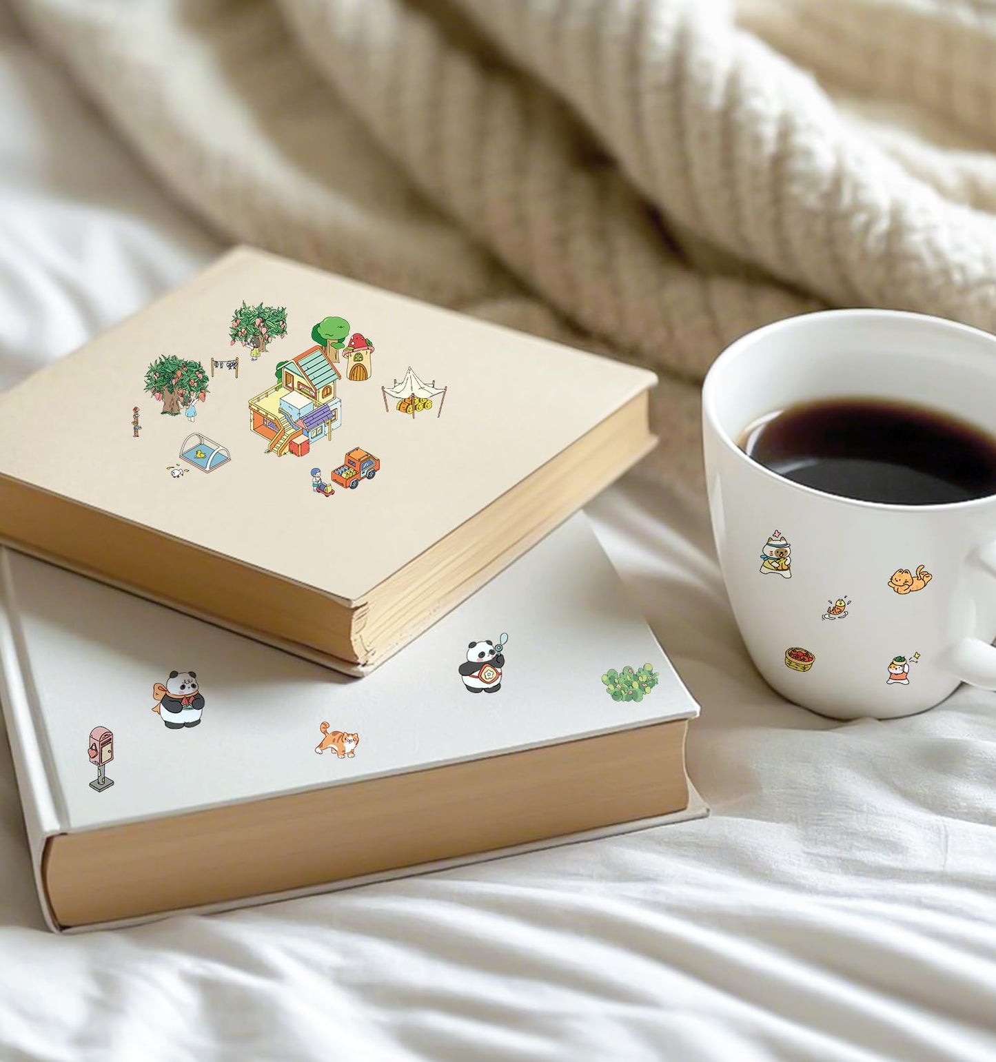 DIY 3D House Stickers, 10 Sets Fun DIY Sticker Scene Make Your Own Mini House Cute Cartoon Animal Scene Stickers for Kids Adult Sticker Art Relief Stress Pass The Time