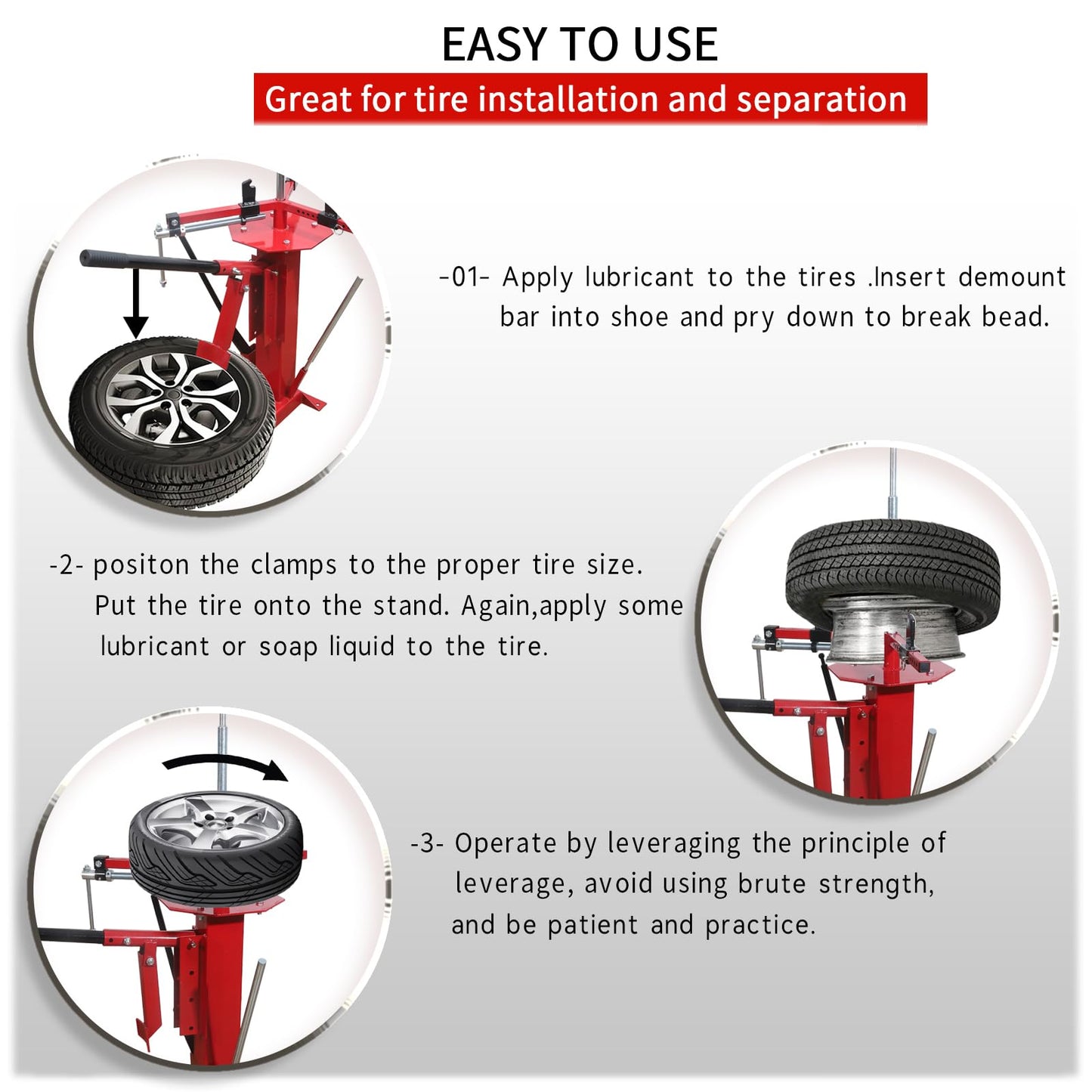 GETTKAOR Portable Steel Multifunctional Manual Tire Changer Machine, Hand Tire Bead Breaker for Motorcycles, Go-Karts, Trailers, Bikes, ATVs, Trucks with Rim Sizes from 4" to 16.5"