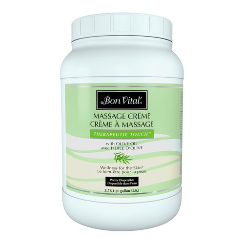 Bon Vital' Therapeutic Touch Massage Creme, Professional Massage Therapy Cream with Olive Oil to Repair Dry Skin & Soothe Sore Muscles, Full Body Moisturizer, 1 Gal, Label may Vary