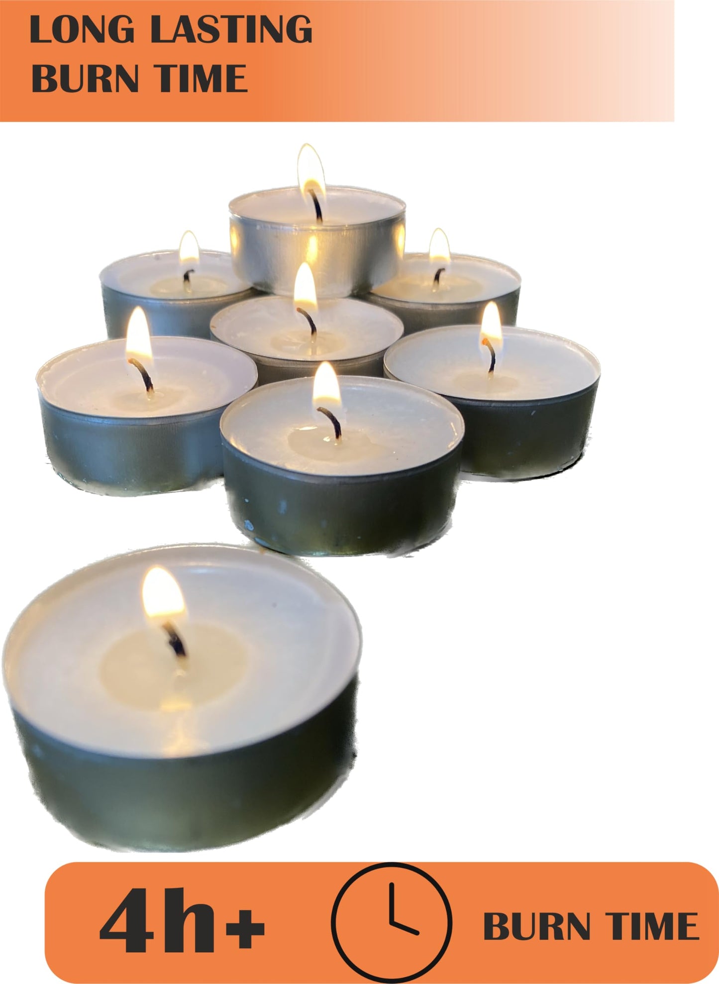 Generic Premium European Wax Tea Light Candles - Bulk Pack of 100 | Long-Lasting, Smokeless & Dripless | Ideal for Weddings, Romantic Nights & Home Decor (100 of Pack), White