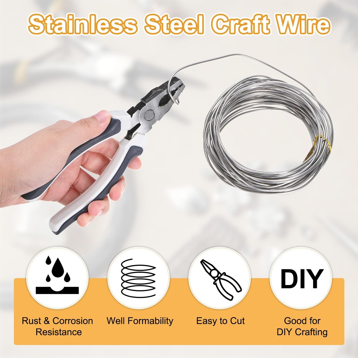 M METERXITY 10 Gauge Stainless Steel Craft Wire, 2.5mm 32.8 ft Bendable Floral Snare Wire for Jewelry Making/Sculpting/Armature Crafting/Floral Bonsai/DIY Crafts