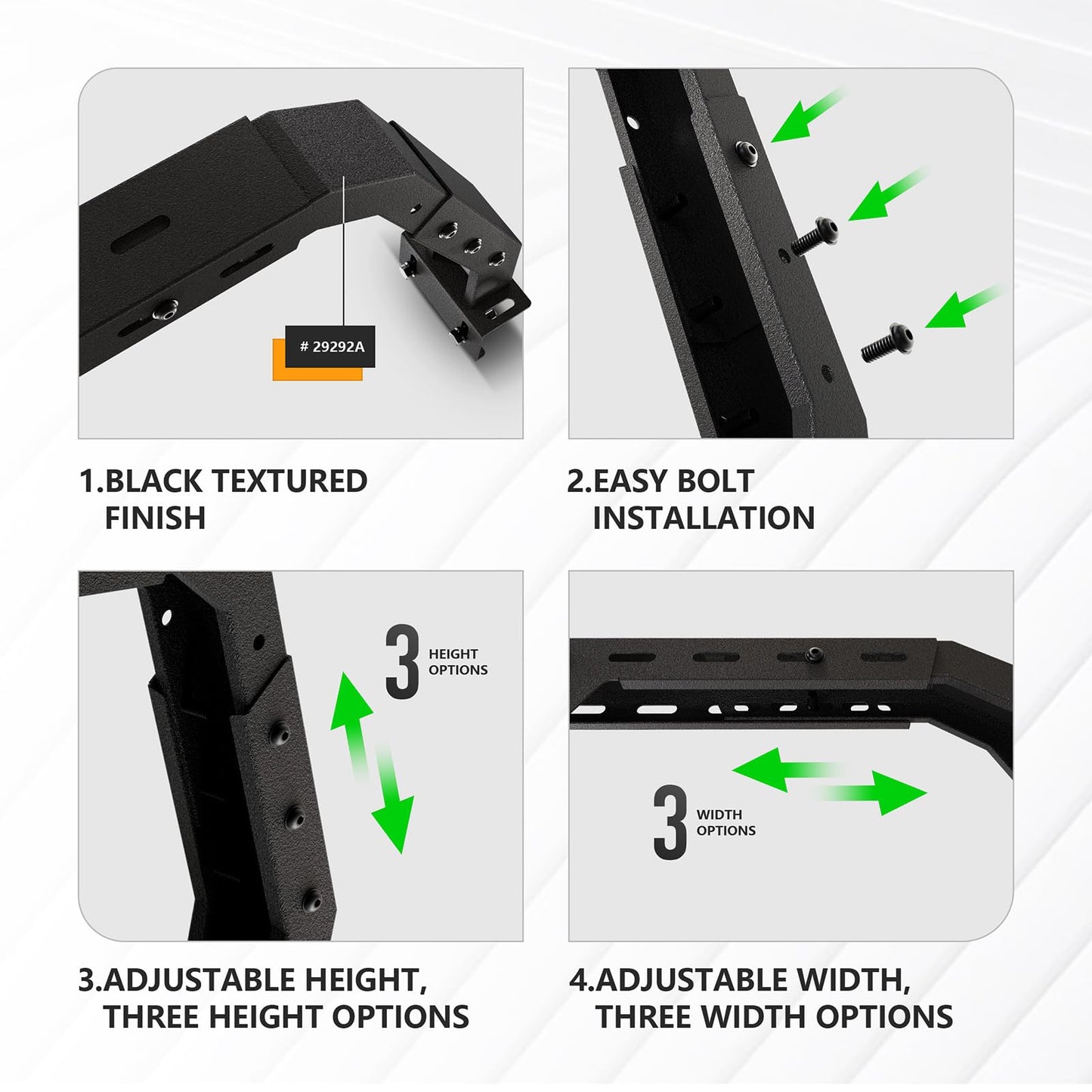YZONA Adjustable 20-22.87" High Truck Bed Racks with 2 Led Lights Compatible with Tacoma/Tundra/Silverado 1500/ Sierra 1500/ Ram 1500/ Titan/Frontier/Canyon/Colorado/JT/Ford F-Series/Ranger