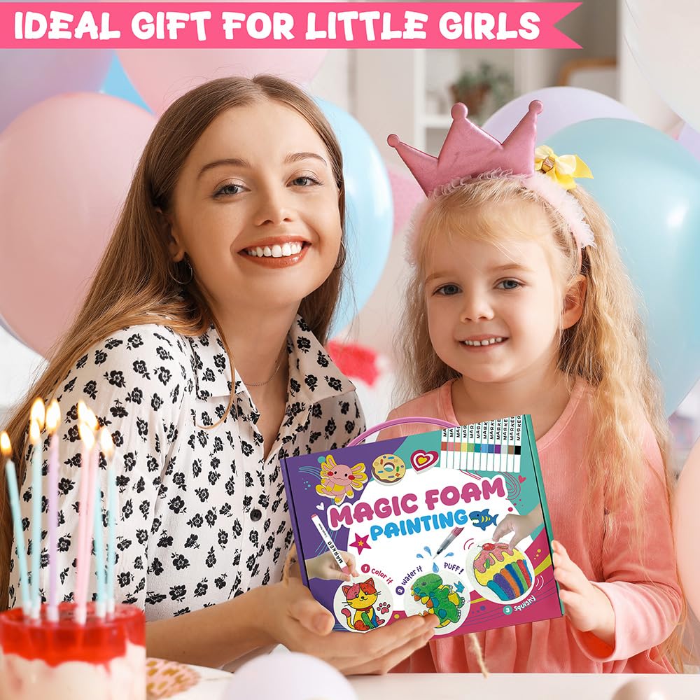Cocostar Magic Foam Texture Painting Kit - 84pcs Arts and Crafts for Girls 4-6-8-10, Puffy Magic Paint Set, Kids Paint by Number, 3D Art Craft for Kids - Ideal Gifts for Girls 4 5 6 7 8 9 10