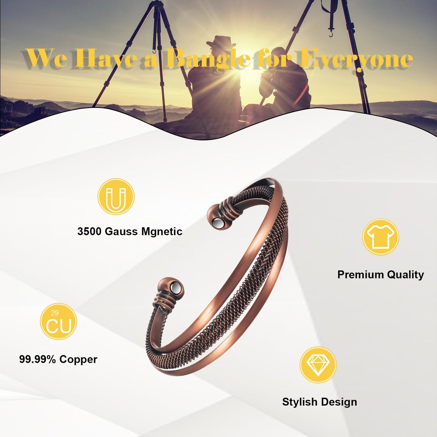 EnerMagiX Copper Bracelet for Women, 99.9% Retro Pure Copper Fashion Magnetic Bracelets, Fashion Jewelry Present (2023)