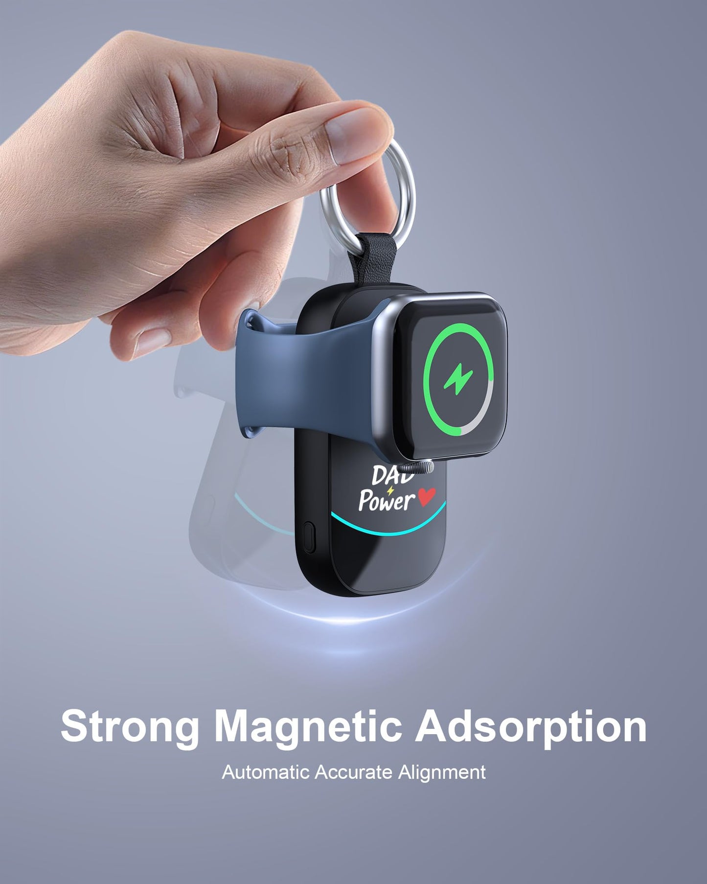 Dad Gifts for Father Day Power - Portable Charger Keychain for Apple Watch Power Bank Dad Gifts, Magnetic Wireless Charging Compatible with iWatch, Travel Essential Gift for Men