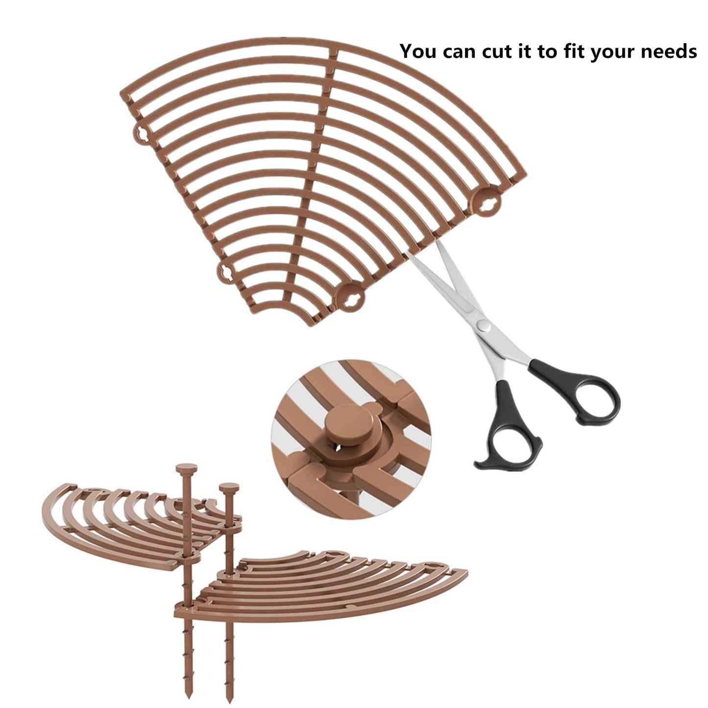 alblinsy 6 Pcs Plant Pot Grid Soil Protector Covers, 11.8" Cuttable Plant Protector Flower Pot Grid from Animals Cat Digging Stopper Plant Pot Cover with Stakes for Plant Gardening(6PCS Brown)