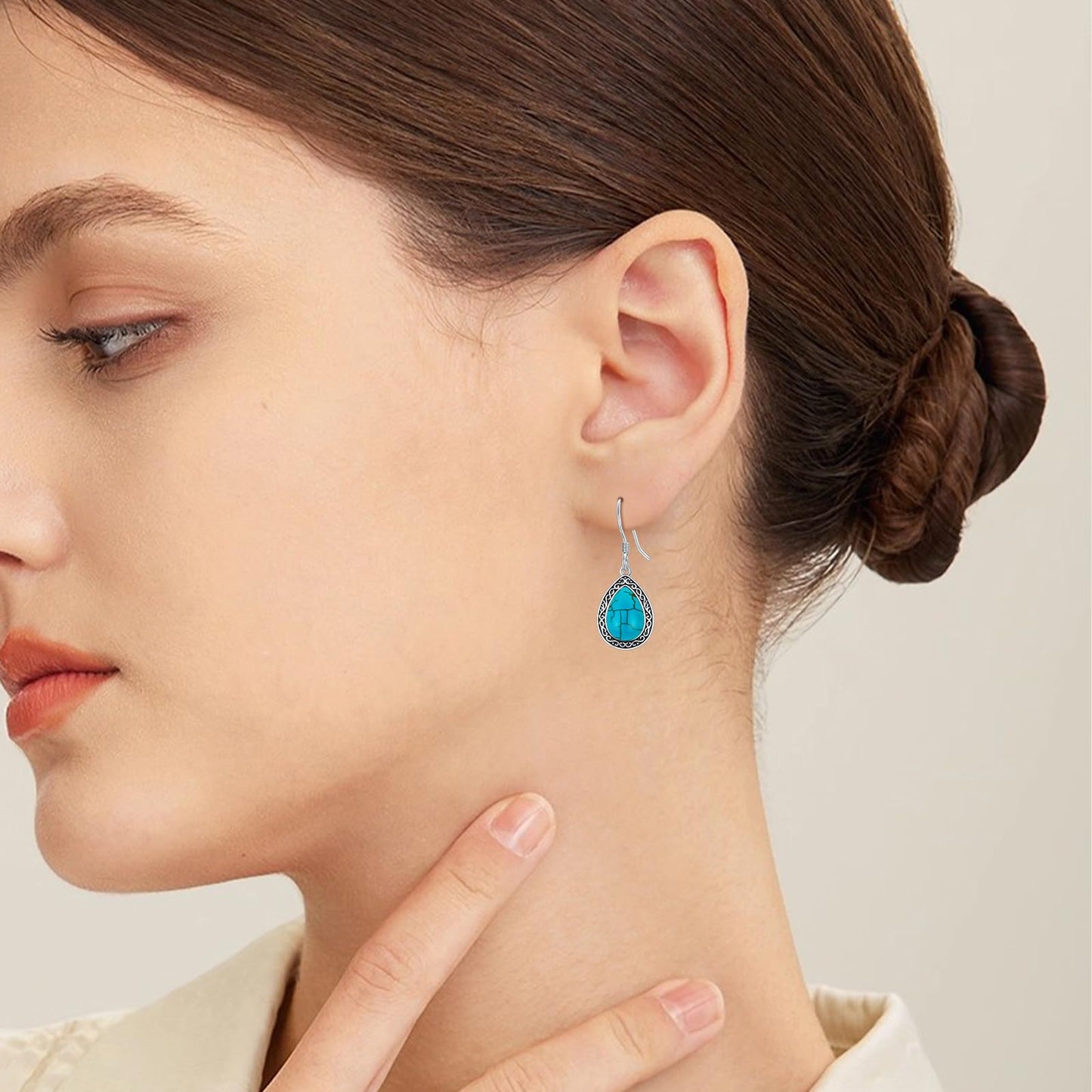 Eetaitai Natural Turquoise Earrings 925 Sterling Silver Boho Earrings Blue Vintage Native American Jewelry Western Jewelry Vintage Earrings Mothers Day Gifts for Mom Wife Sister