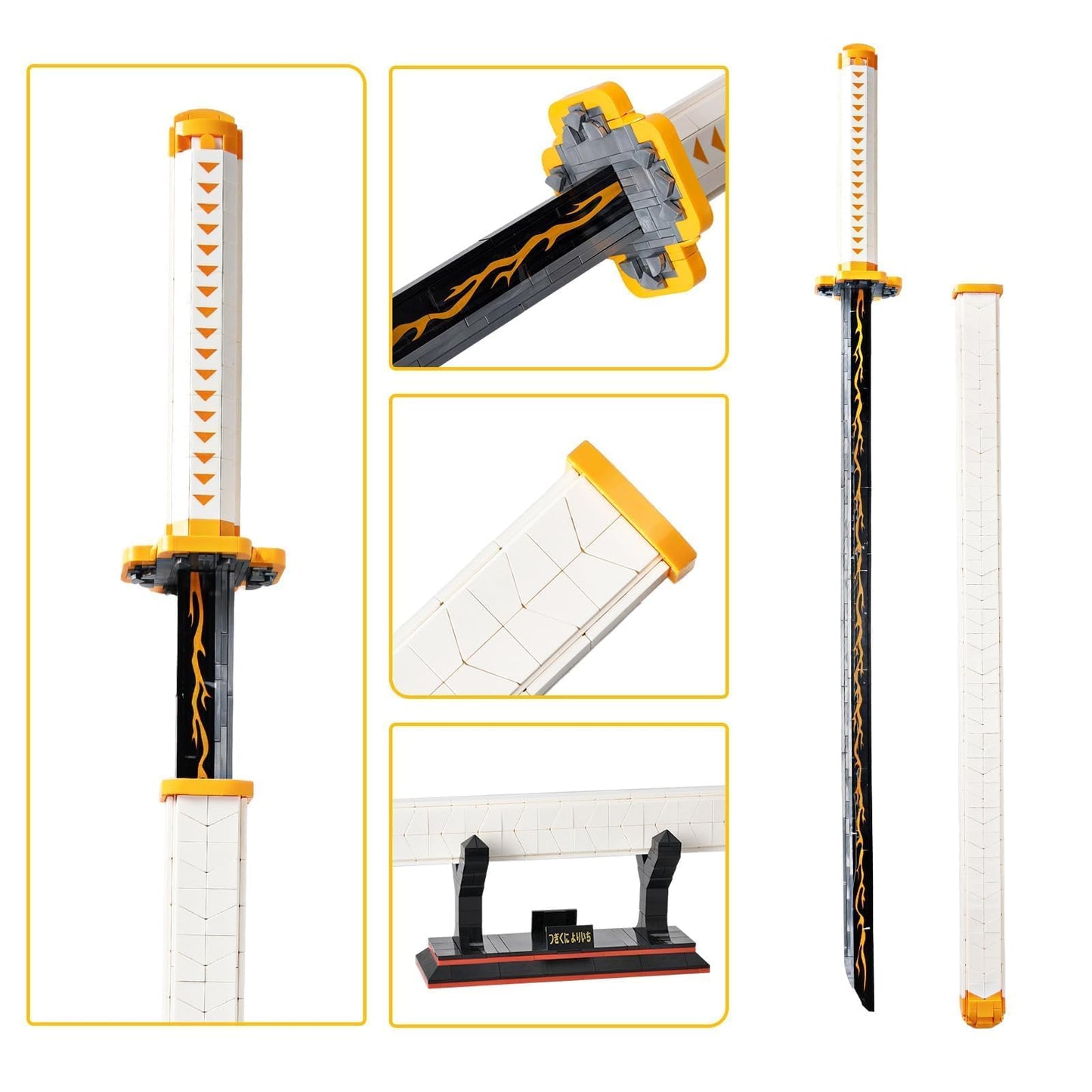 SATHIBI Zenitsu Demon Swords Building Set,39in Demon Sword Building Block with Scabbard and Stand Model Kits Toy,Creative Samurai Sword Gifts for Adults and Kids Boys 8-14 (956 PCS)