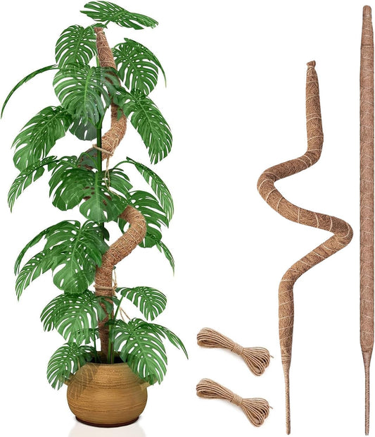 2 Pack 48" 60" Moss Pole, Bendable Moss Pole for Plants Monstera, Tall Moss Poles for Climbing Plants Indoor,Large Support, Garden Trellis Stick Stakes for Plants