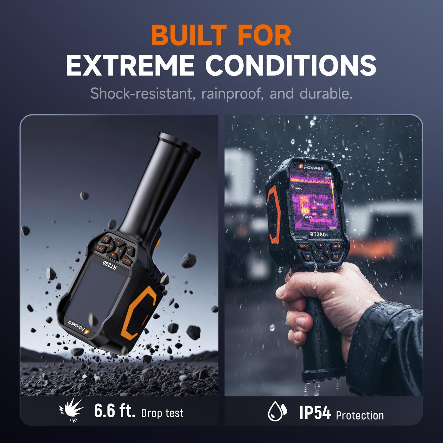 FOXWELL RT280 Thermal Imaging Camera, 320 X 240 2.8" LCD Screen Thermal Camera, TISR Resolution 240 x 180, 25Hz Handheld Infrared Cameras with Laser, PC Analysis, Photo & Video Recording, 8GB Storage