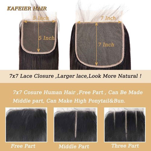 7X7 Closure Human Hair Straight Free Part 7X7 HD Lace Closure 10A Pre Plucked with Baby Hair Closure Unprocessed Lace Closure 18 Inch