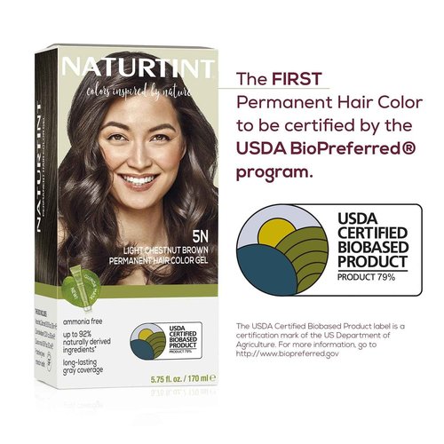 Naturtint 5N Light Chestnut Brown Permanent Hair Color (Pack of 6), Ammonia Free, Vegan, Cruelty Free, up to 100% Gray Coverage, Long Lasting Results (Packaging may vary)