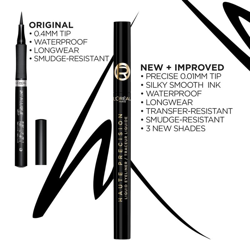L'Oreal Paris Haute Precision Waterproof Liquid Eyeliner, Smudge-Proof Eye Liner with Micro-Tip, for up to 28HR Eye Makeup Wear, 030 Blue Suede