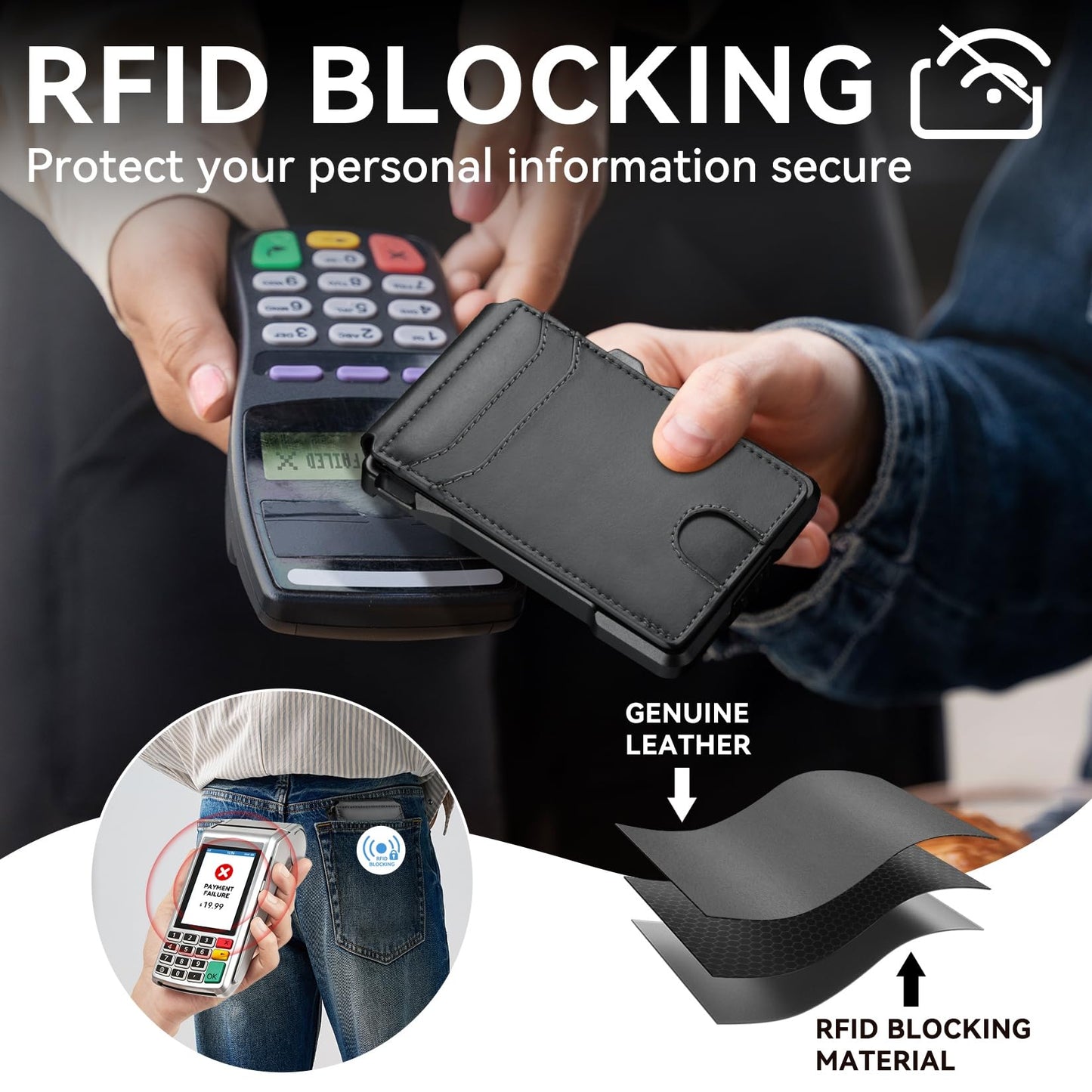 furid Smart Wallet For Men Slim: Rfid Minimalist Pop Up Wallets with Money Clip Metal Credit Card Holder - Gifts for Husband Father at Birthday Anniversary