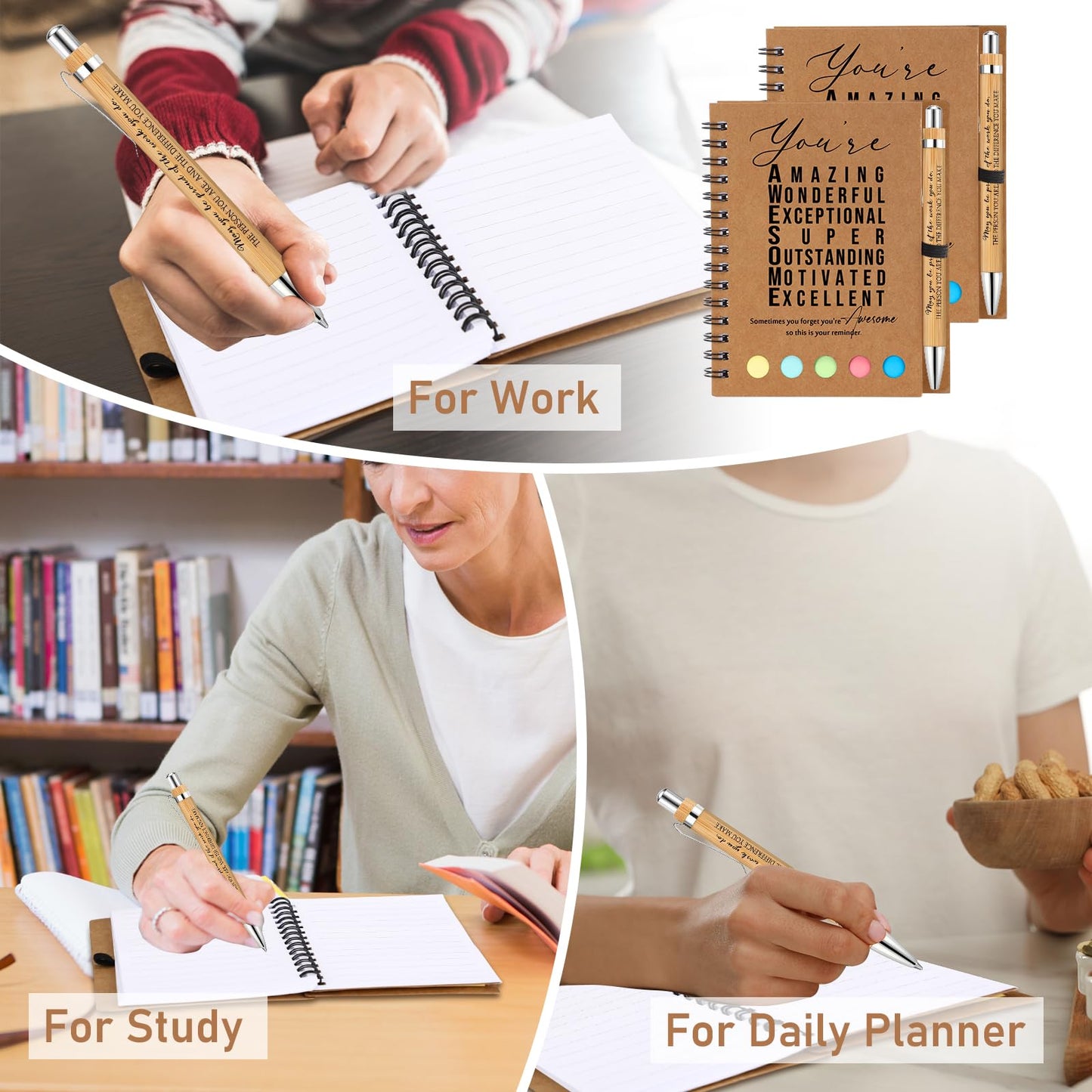 Jetec 25 Sets Employee Appreciation Gift Bulk Inspirational Spiral Notebook with Motivational Pen and Sticky Notepad Thank You Gifts for Volunteer Teacher Nurse Team Coworker (Amazing)