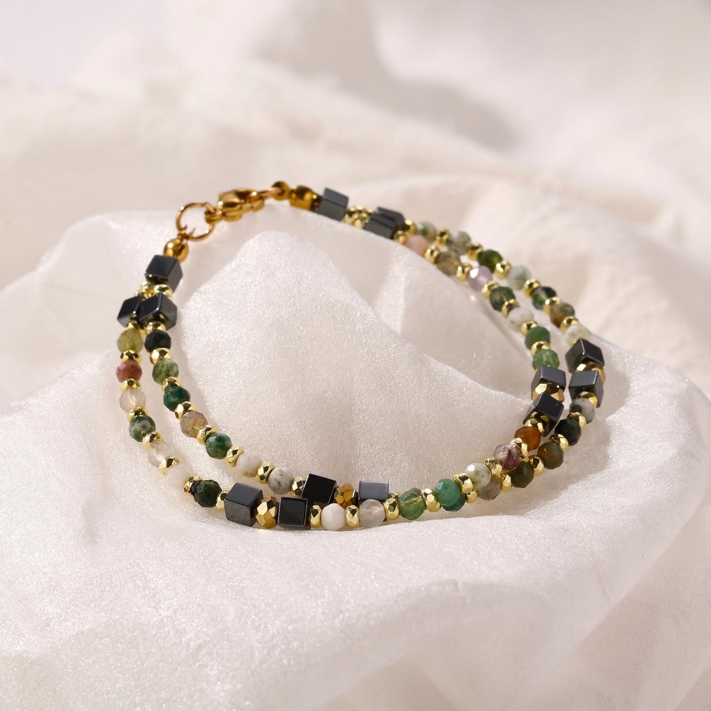 OTXIXTO Beaded Bracelets for Women 4mm Natural Gemstone Energy Chakra Healing Crystal Bracelet Dainty Handmade Jewelry Gifts - A2