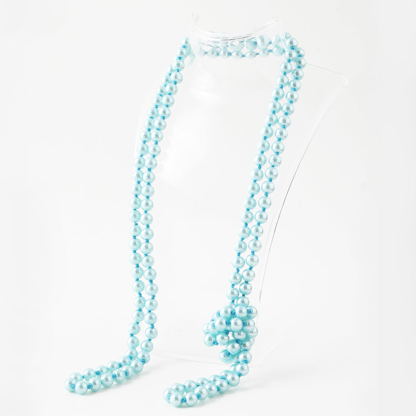 BABEYOND Long Pearl Necklace Faux Pearls Necklace Set Beaded Long Pearls Necklace 1920s Gatsby Costume Jewelry (Blue)