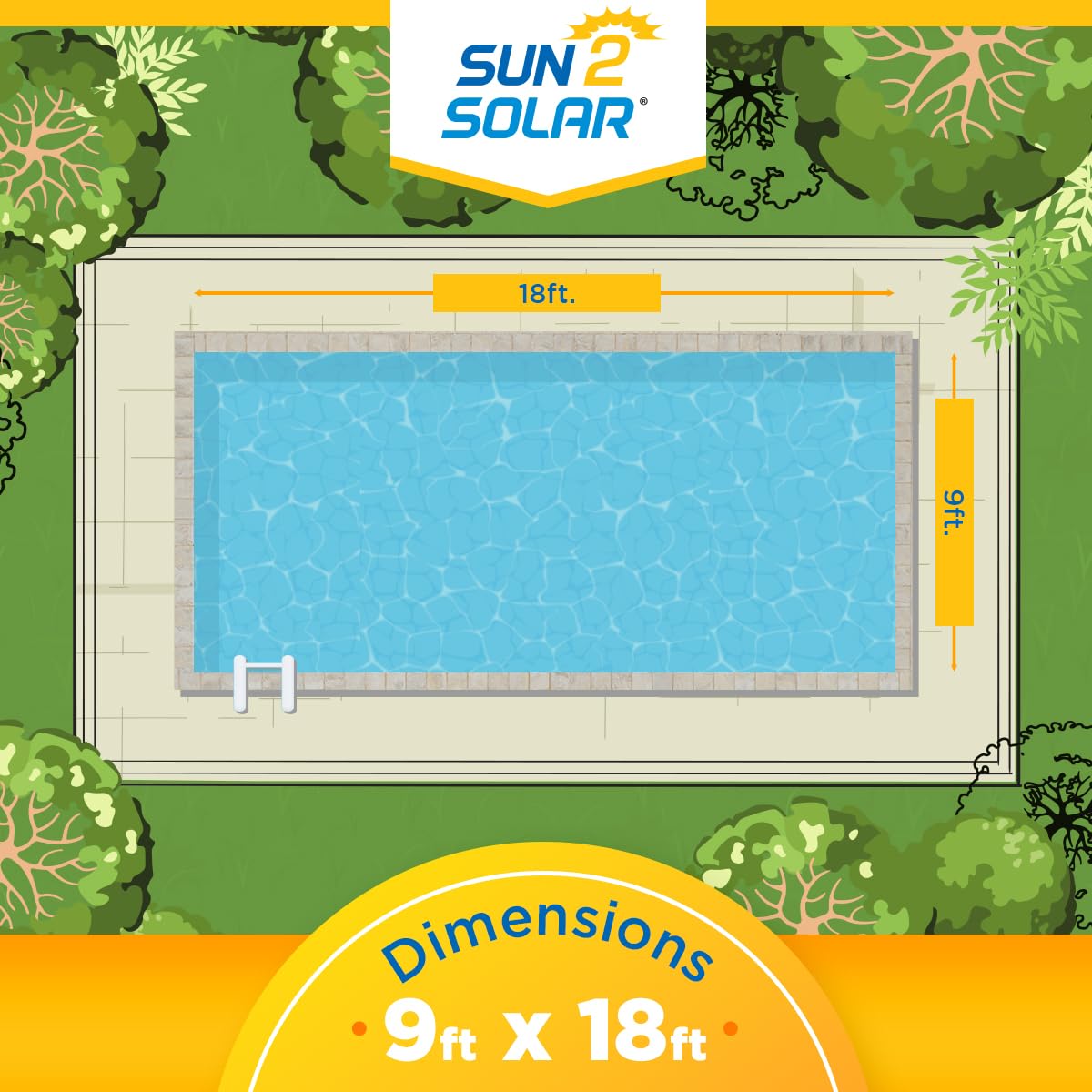 Sun2Solar Blue 9 ft x 18 ft Rectangle Solar Cover | 8 Mil | Heat Retaining Blanket for Rectangular Inground & Above Ground Swimming Pools | Use Sun to Heat Pool | Bubble Heating Blankets | 800 Series