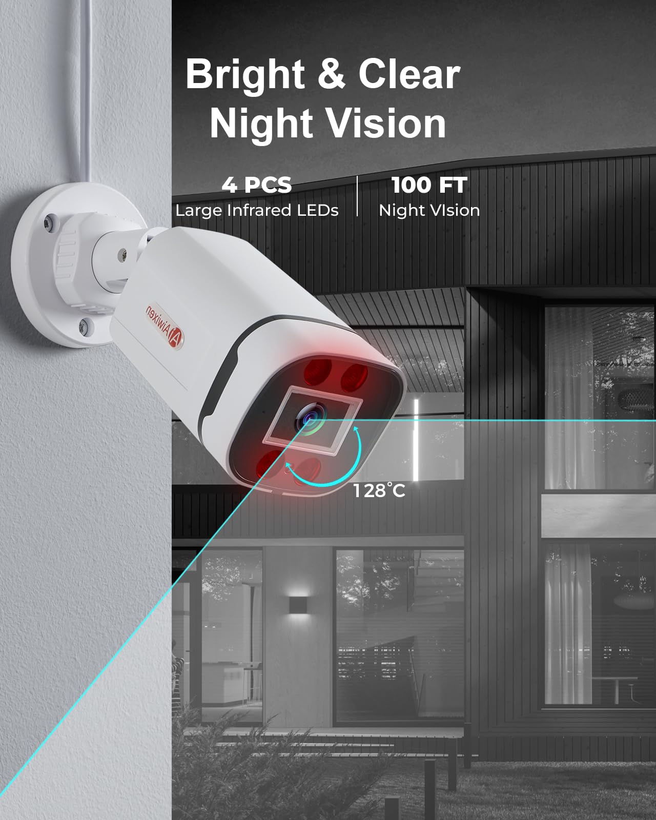 AIWIXEN 8CH H.265+ 3K Lite Wired CCTV Security Camera System with Human Vehicle Detection, 4X IP68 5MP Surveillance Camera for Indoor Outdoor, 512GB Hard Drive for 24-7 Recording, Remote Access