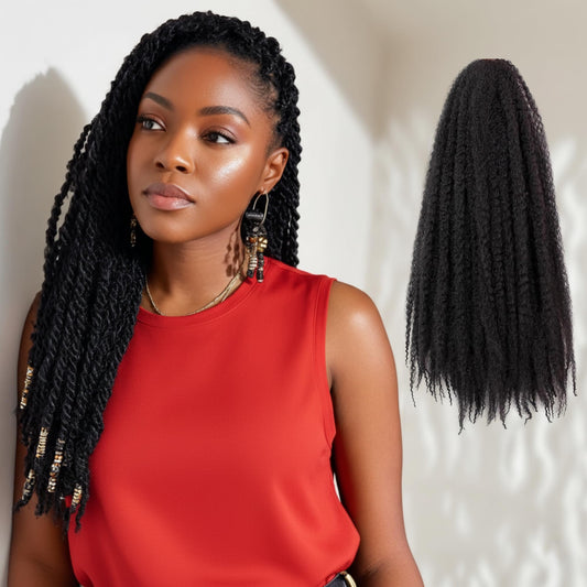 Marley Twist Braiding Hair Marley Braiding Hair Marley Braid Crochet Hair Long Afro Kinky Marley Twist Braid Hair Extensions Synthetic Fiber (24"6pcs, 1B#)