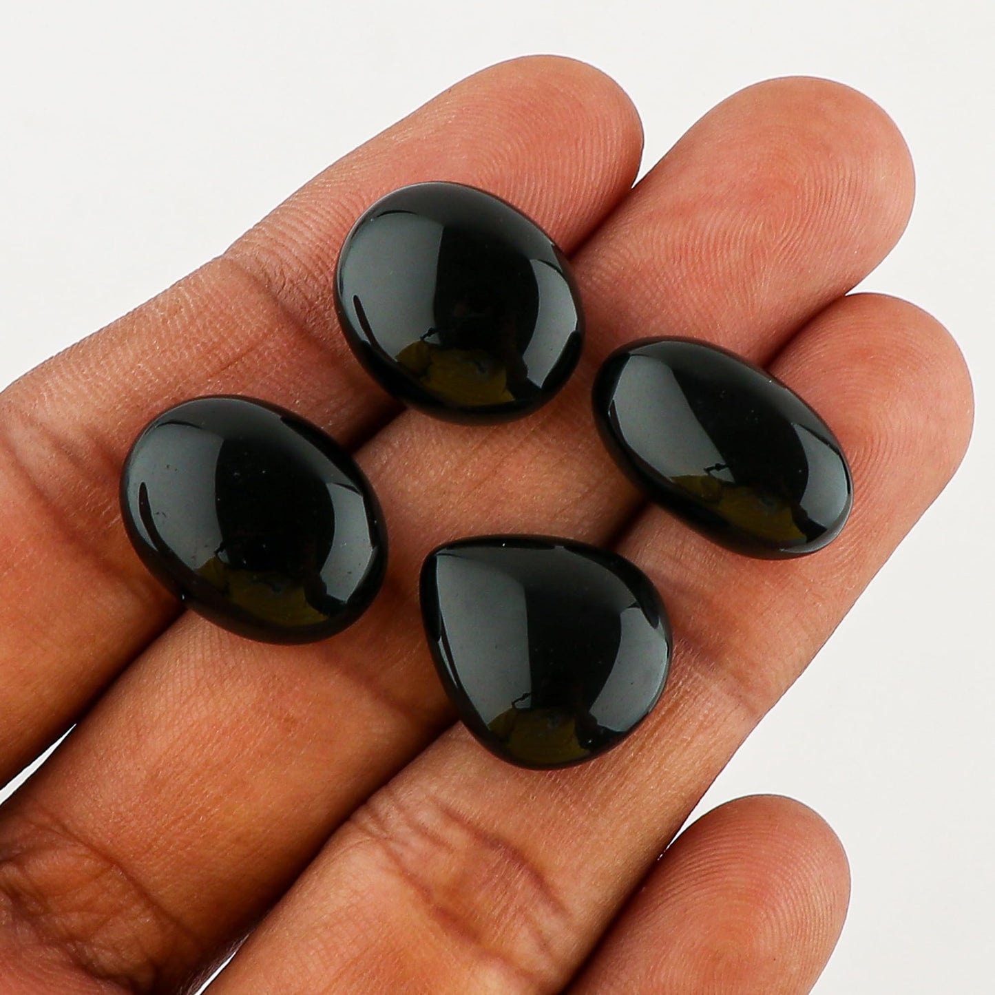 CRYSTALINES 4-5pcs, Wholesale Natural Black Agate Gemstones, Assorted Bulk Flatback Cabochon Stone, Polished Loose Supplies for Jewelry Making, Healing Crystals, Wire Wrap, Gem Collection
