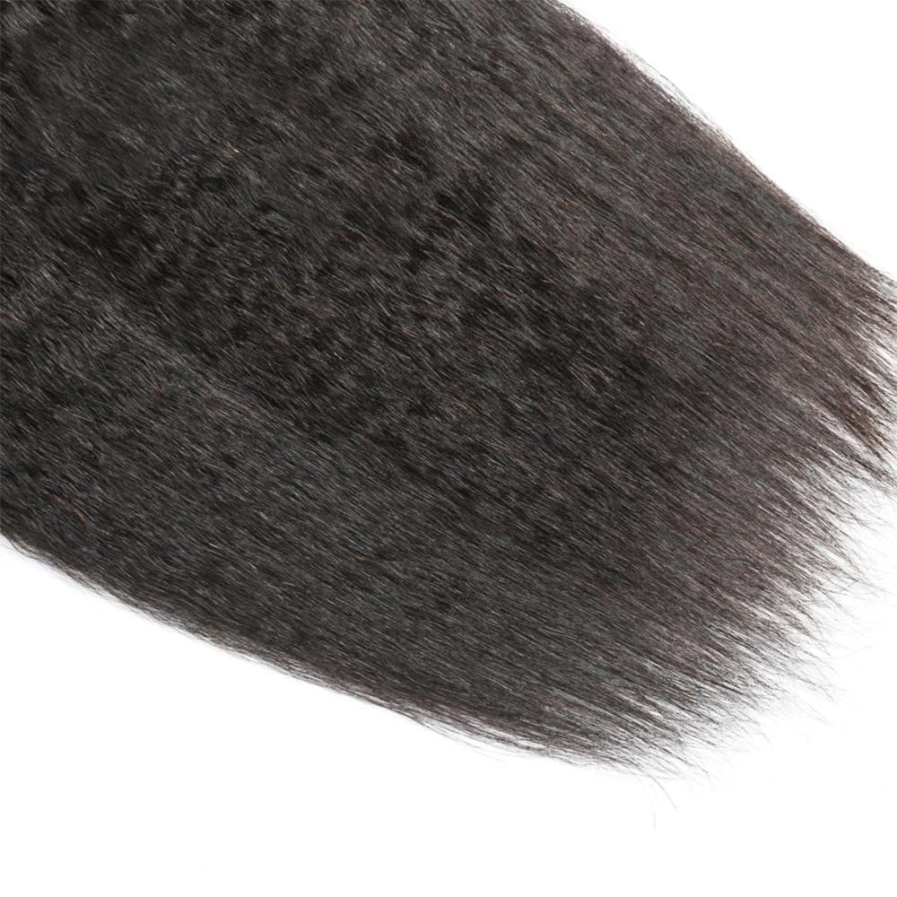 Yaki Straight Human Hair Bundles Kinky Straight Bundles Natural Black Color Double Weft 14 16 18 Inch Yaki Bundle Brazilian Virgin Remy Hair Extensions Quick Weave For Women Deals