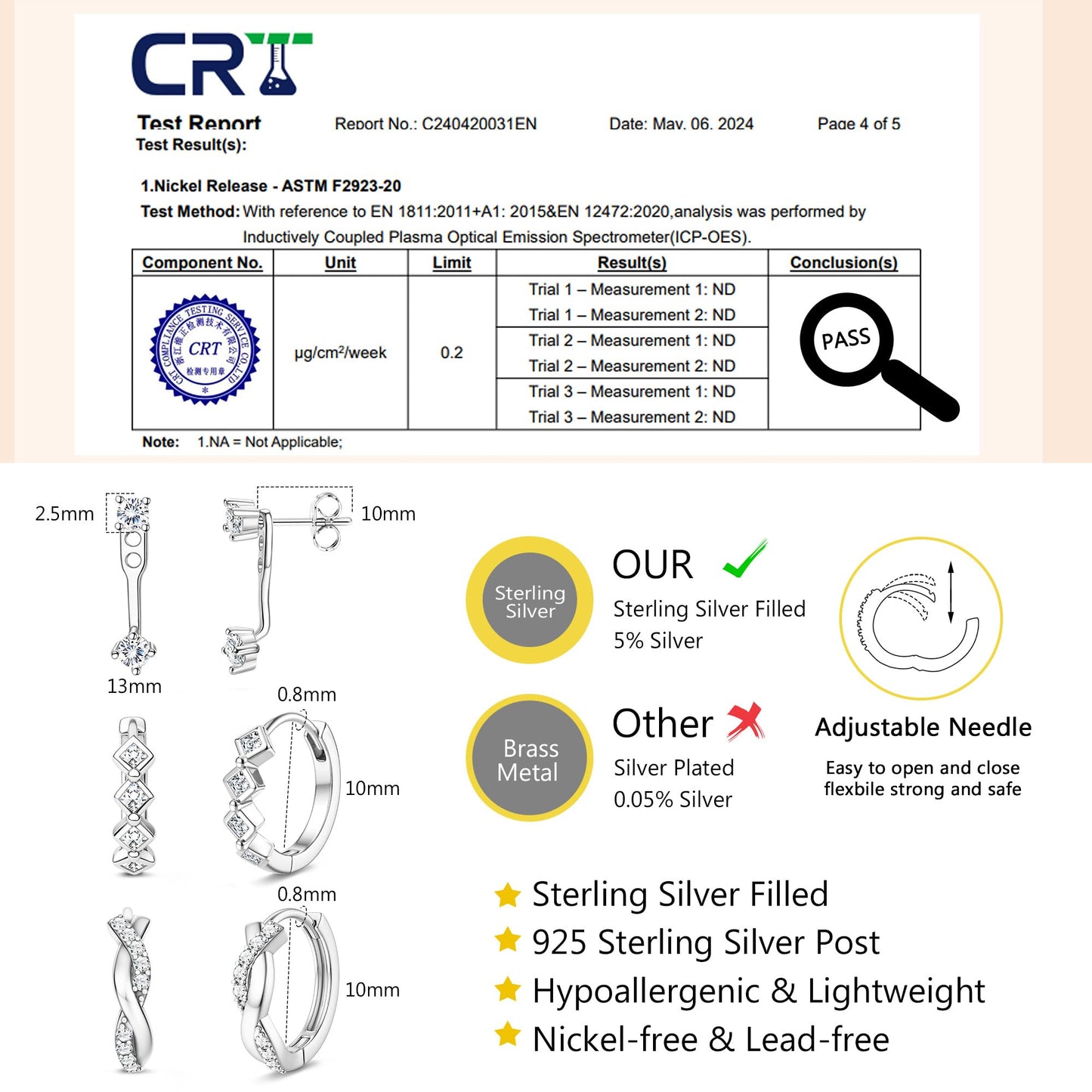 MILACOLATO 3Pairs 925 Sterling Silver Earrings for Women, Sterling Silver Filled Small Huggie Hoop Earrings Sets for Multiple Piercing Hypoallergenic, CZ Cartilage Earrings Stacks Trendy Earrings, H