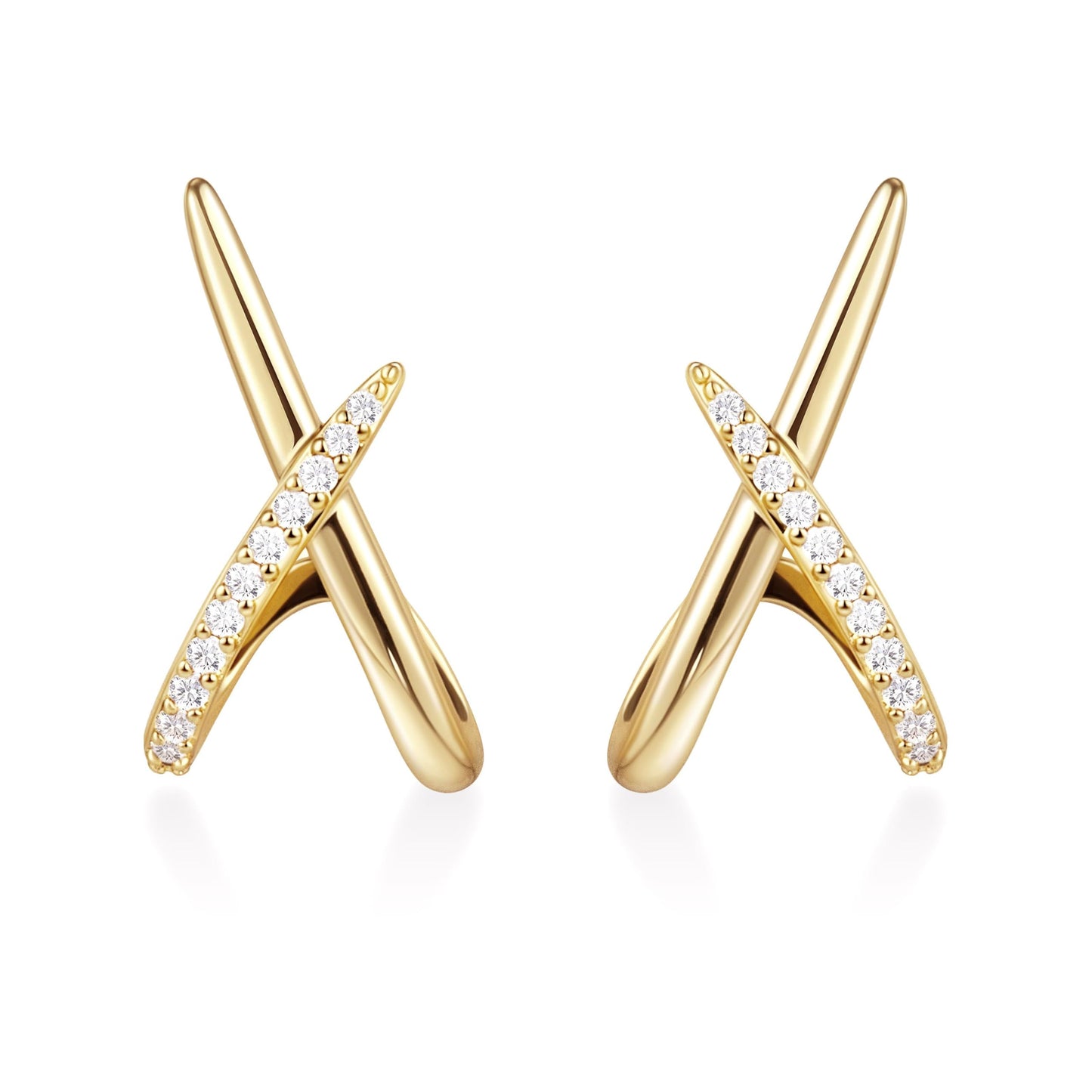 14K Gold Plated Unique Stud Earrings for Women Trendy, Dainty Simple Minimalist Gold Stud Earrings, 925 Silver Post Hypoallergenic Earrings for Sensitive Ears Women Old Money Jewelry Fashion Gifts