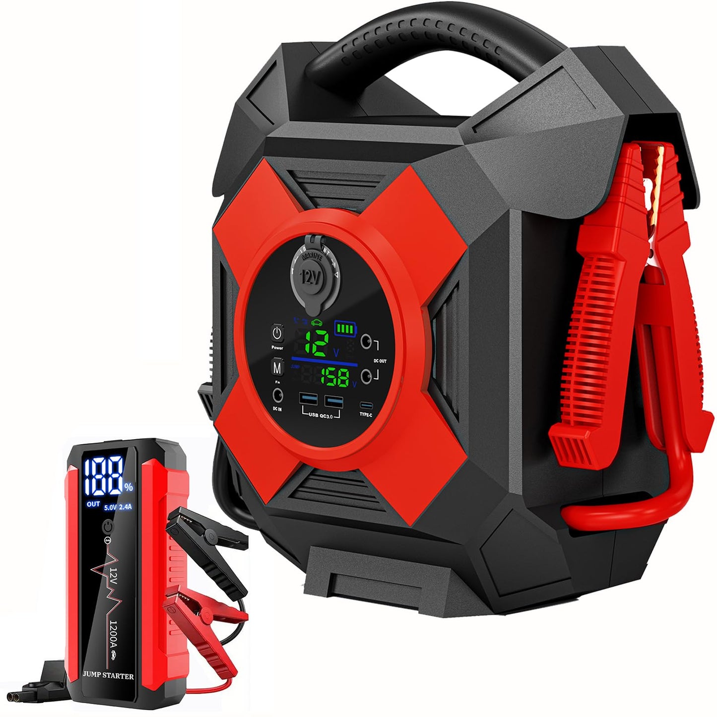ODUKAKO Heavy Duty Jump Starter,Dm1264 30000a 12v for Semi Truck 50L Engines / R50 1500a 2-3L Gasoline and Diesel Engines Passanger car