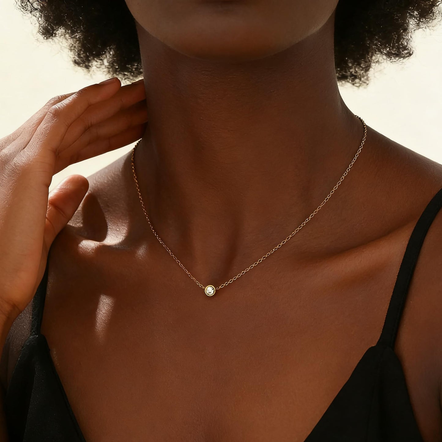 Jewigo Cubic Zirconia Necklaces for Women 18K Gold Plated Tear drop Necklace Dainty Layered CZ Lariat Diamond Necklace